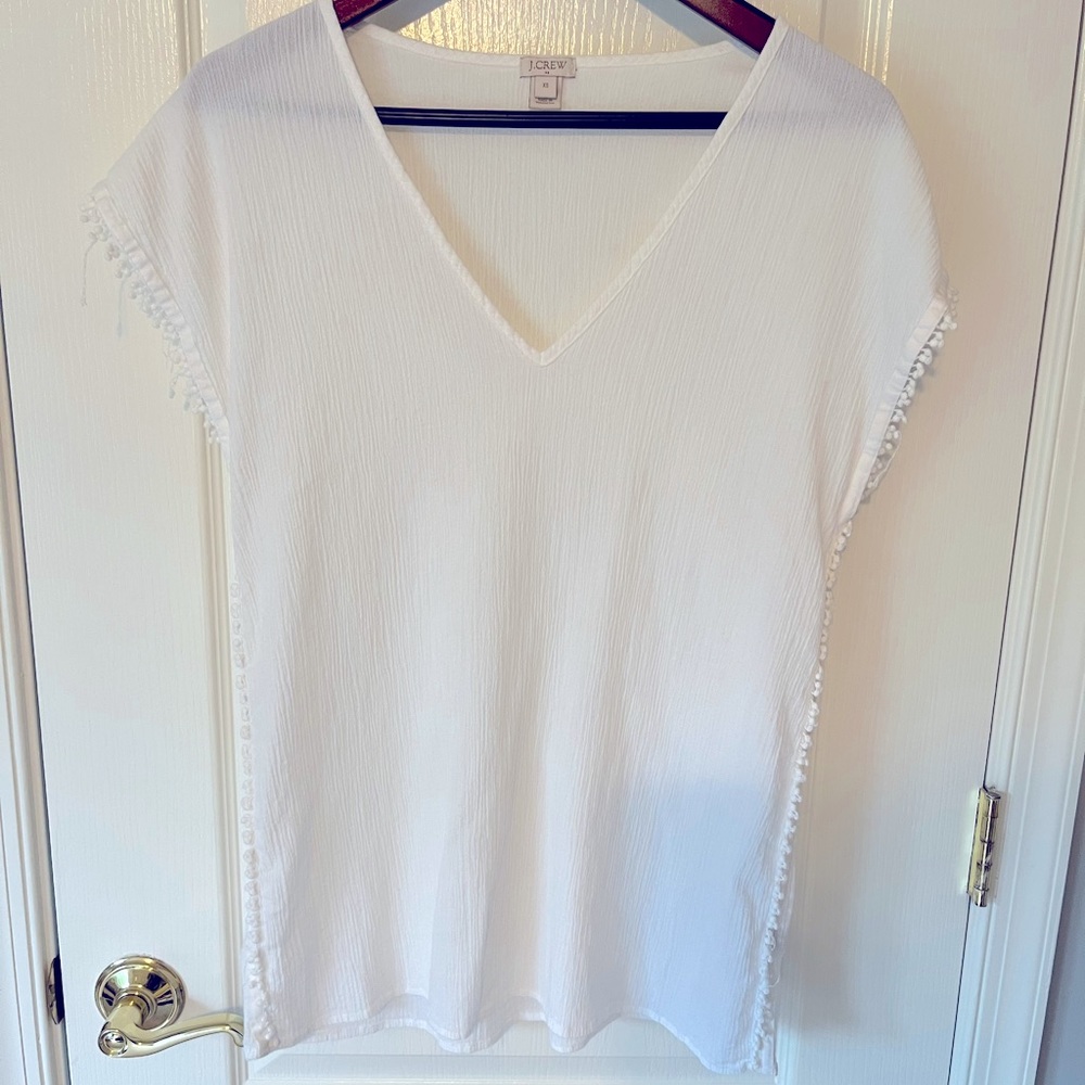 J Crew XS white cotton beach cover up/tunic top
